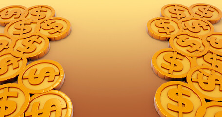 Coin 3D Cartoon Render Background