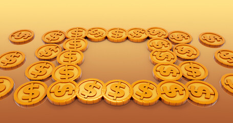 Coin 3D Cartoon Render Background