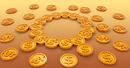 Coin 3D Cartoon Render Background