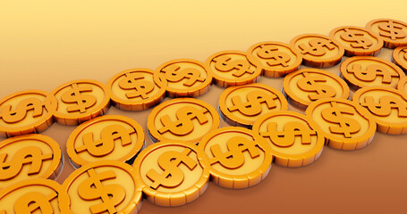 Coin 3D Cartoon Render Background