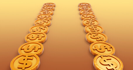 Coin 3D Cartoon Render Background