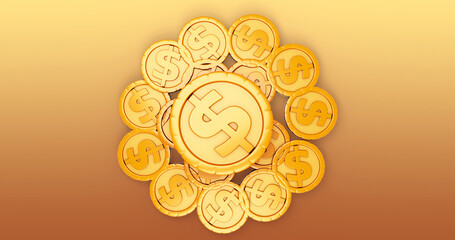 Coin 3D Cartoon Render Background