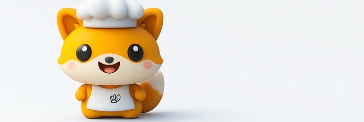Cute cartoon fox chef character.