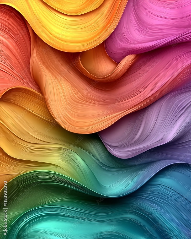 Poster mesmerizing holographic foil rainbow motif with shimmering iridescent patterns and vibrant chromatic