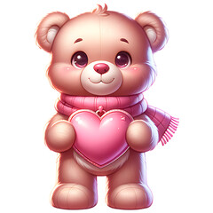 Obraz premium Cute Teddy Bear Bring Pink Heart