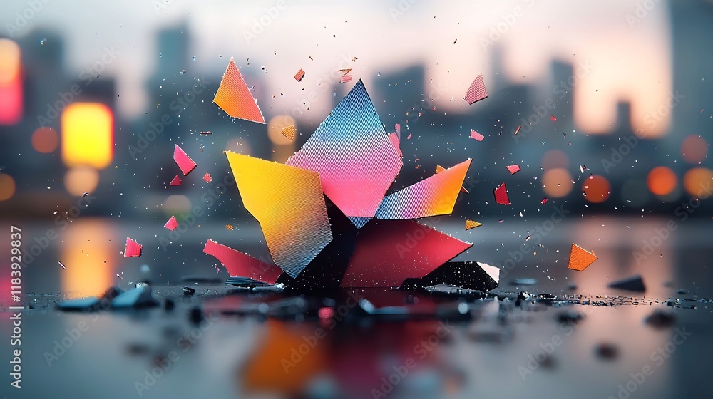 Poster striking holographic foil surface with a captivating iridescent appearance metallic sheen reflecting