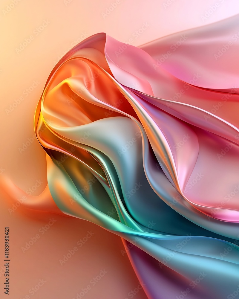 Poster dreamlike holographic gradient enhanced by iridescent rainbow foil elements creating an otherworldly