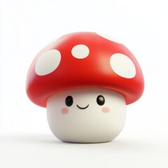 Fototapeta premium Cute Red Mushroom Character with a Smiling Face and Glossy Finish
