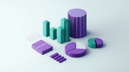 Obraz premium 3D rendered pastel color charts & graphs.