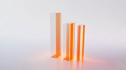 Obraz premium Abstract glass bar chart showing data decline.