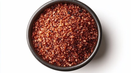 Smoked sea salt in bowl, white background, food photography, seasoning