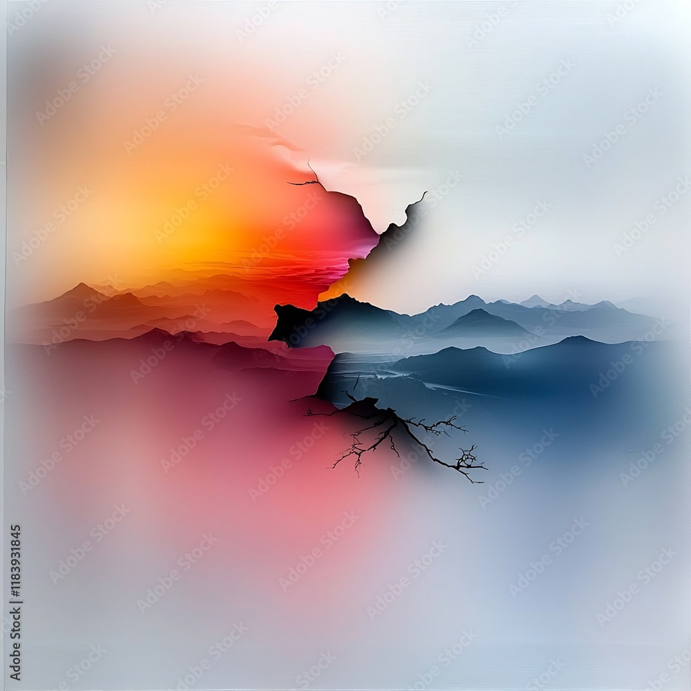 Poster mesmerizing holographic dreamscape surreal iridescent formations captivating luminescent composition