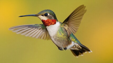Fototapeta premium Hummingbird in flight, garden bokeh, nature, wildlife photography