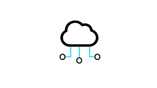 SaaS, software as a service concept for software services on cloud system. Internet and networking technology. 4k animated