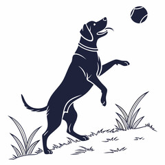 Dog Catching Ball Vector - Perfect for Pet and Animal Projects