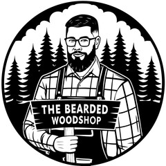 The Bearded Woodshop Vector Logo - Rustic and Creative Design