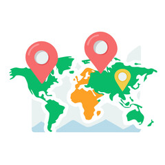 Fototapeta premium Stylish Location Pin on World Map Vector Art - Geographic Graphic