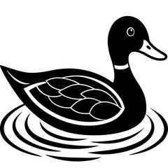 Stylish Duck in Water Vector Art - Minimalist Animal Graphic