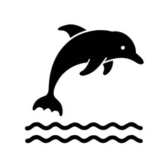 Dolphin Jumping Vector - Elegant Marine Life Silhouette