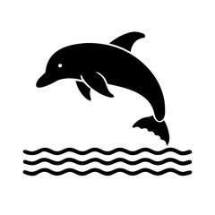 Obraz premium Playful Dolphin Silhouette Vector - Perfect for Aquatic Designs