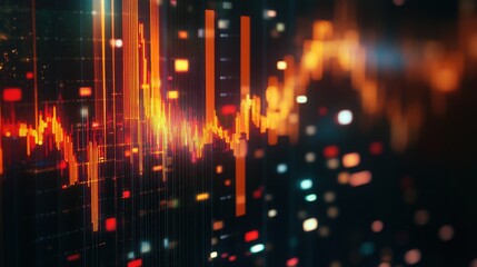 Obraz premium Glowing map and forex chart hologram on dark wallpaper. Trade, finance and stock concept. 3D Rendering