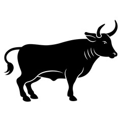 Black Bull Silhouette Vector for Logos and Branding