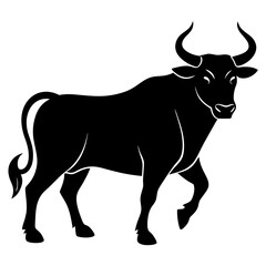 Black Bull Silhouette Vector for Logos and Branding