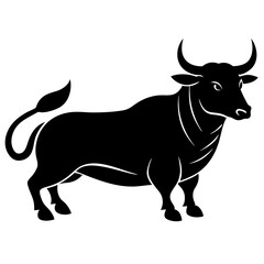Black Bull Silhouette Vector for Logos and Branding