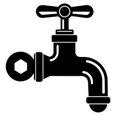Classic Water Tap Vector - Plumbing Silhouette Illustration