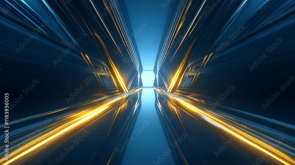 Poster A blue and gold gradient background with sharp lines, creating a futuristic and elegant design, ideal for festive card frames, wallpapers, or presentations.

