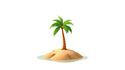 Obraz premium A 2d pop art animated drawing of a palm tree on a small dessert island on a white background. Generative AI
