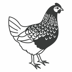 Black and White Chicken Silhouette Vector for Creative Projects