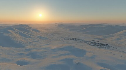 Serene Winter Sunset over Icy Mountains