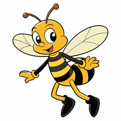 Happy Bee Vector Illustration - Perfect for Kids' Projects