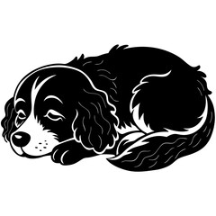 Sleeping Dog Vector - Adorable Pet Silhouette Illustration