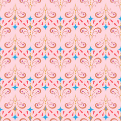 Arabic colorful seamless pattern on pink