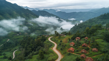 A scenic view of a mountain range with fluffy clouds in the sky, great for use as a background image or landscape photo