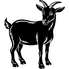 Black Goat Silhouette Vector - Perfect for Creative Projects