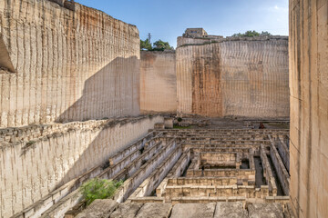 Labyrinth in the Lithica quarry, Minorca, Spain. Labyrinth of sandstone on the island of Menorca, vacation spot, Famous quarry near the town of Ciutadella.