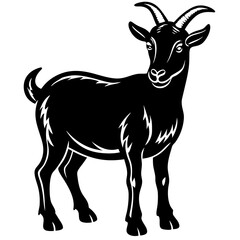 Black Goat Silhouette Vector - Perfect for Creative Projects