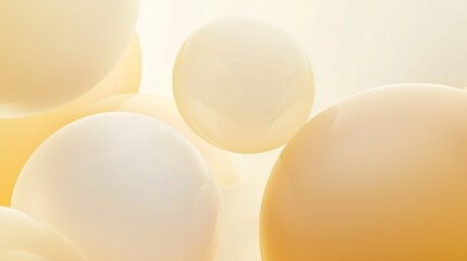 Floating softly in a dreamy atmosphere, these abstract gradient spheres exude warm yellow and creamy tones reminiscent of butter, creating a serene visual experience