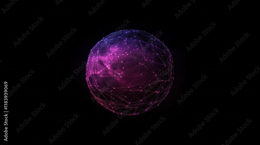Poster technology image of globe. abstract polygonal shapes. background with connecting dots and lines. gra