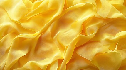 Obraz premium Close-up of crumpled yellow fabric with soft folds and texture.