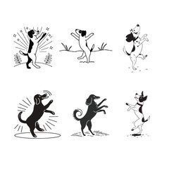 Fototapeta premium set of silhouettes dogs dancing with vector illustration