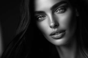 Fototapeta premium Beautiful skin woman face, healthy beauty skincare and cosmetics for adverstising. Generative Ai.