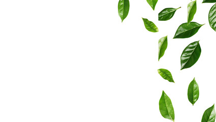 Obraz premium Green Leaves Arranged Vertically on Transparent Background