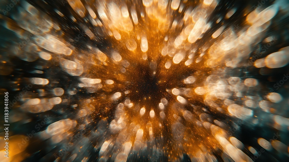 Poster radial blur of a mysterious source of light beams such as stellar formation or explosion