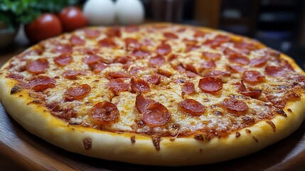 Pepperoni pizza restaurant table food delicious background