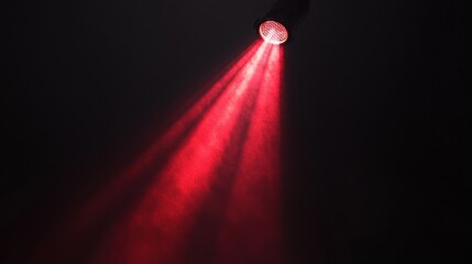 Isolated red spotlight effect on black background. Light show. Light from the top clipart.
