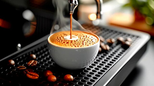 Crafting the perfect espresso in a cozy coffee corner